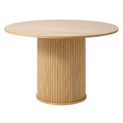 Table à manger ronde en placage chêne naturel d120cm – nola