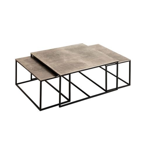 Table basse gigogne (lot de 3) en fer argenté – Félia